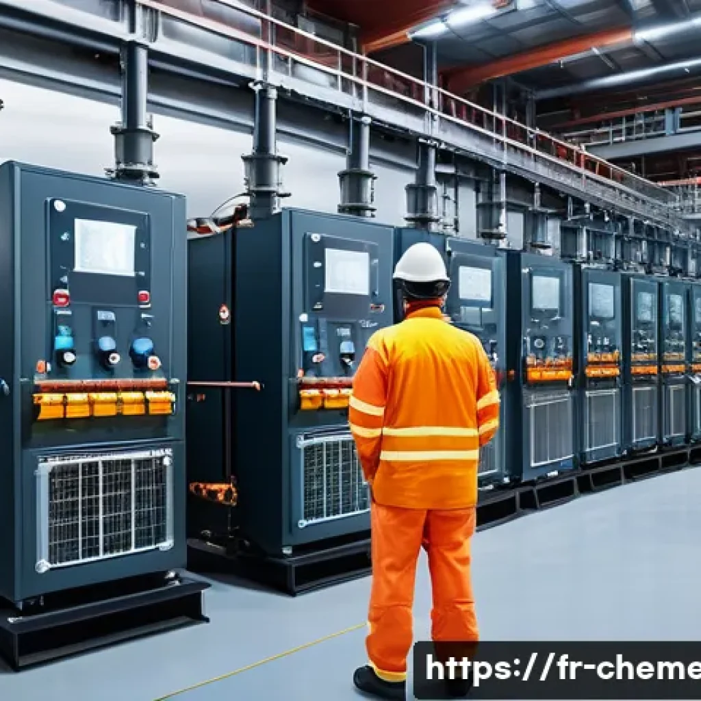 고온 공정과 열관리 기술 - A high-tech industrial factory interior showcasing advanced thermal management systems: detailed vie...